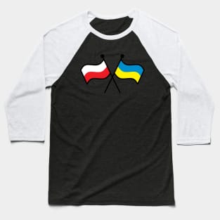 Dual Polish and Ukrainian Flags Baseball T-Shirt